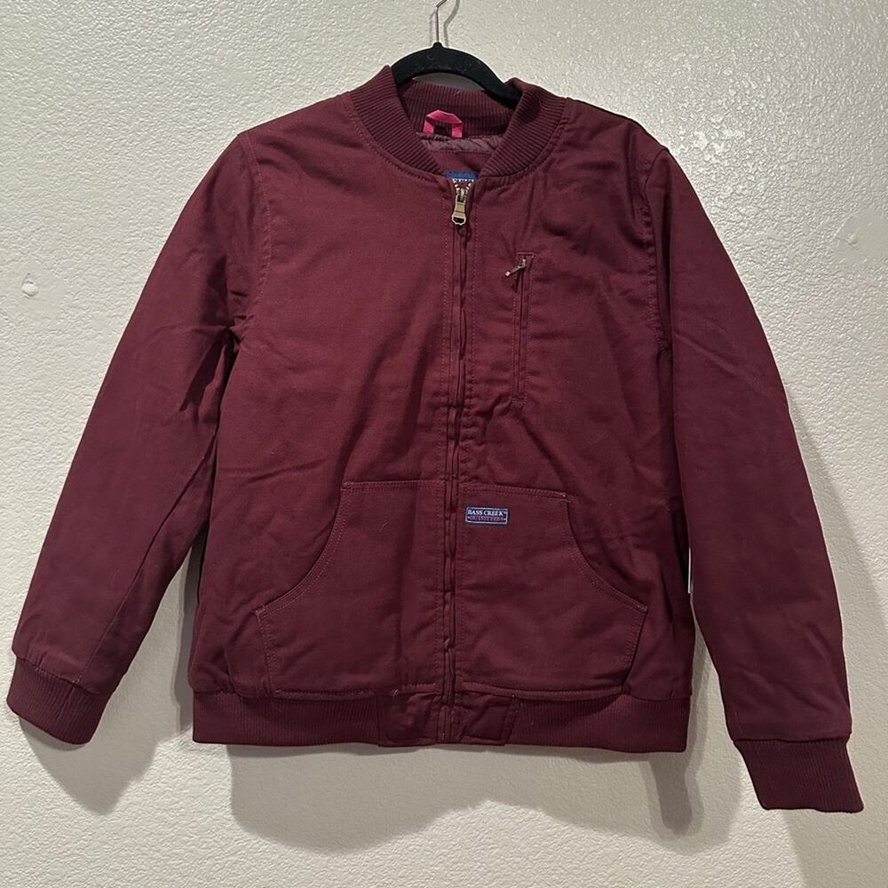 NWT Bass Creek Outfitters Quilted Maroon Duck Bomber Jacket L